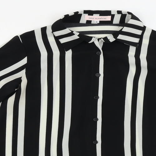 Love Sunshine  Womens Black Striped  Basic Button-Up Size 8