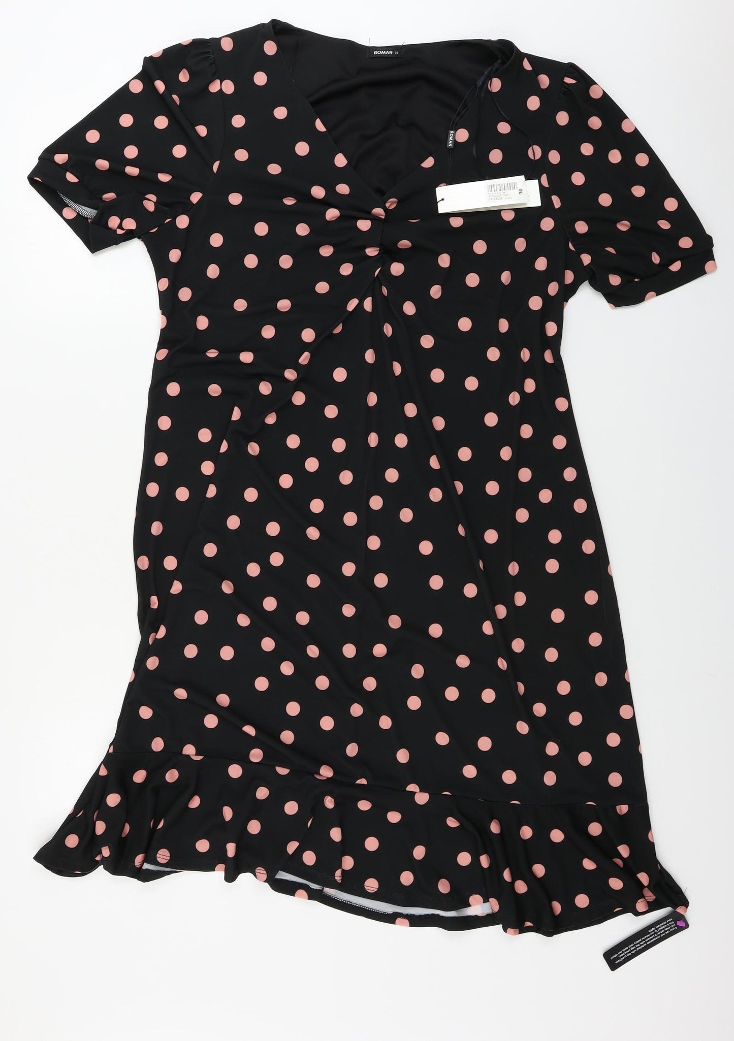 Roman Womens Black Polka Dot  A-Line  Size 20