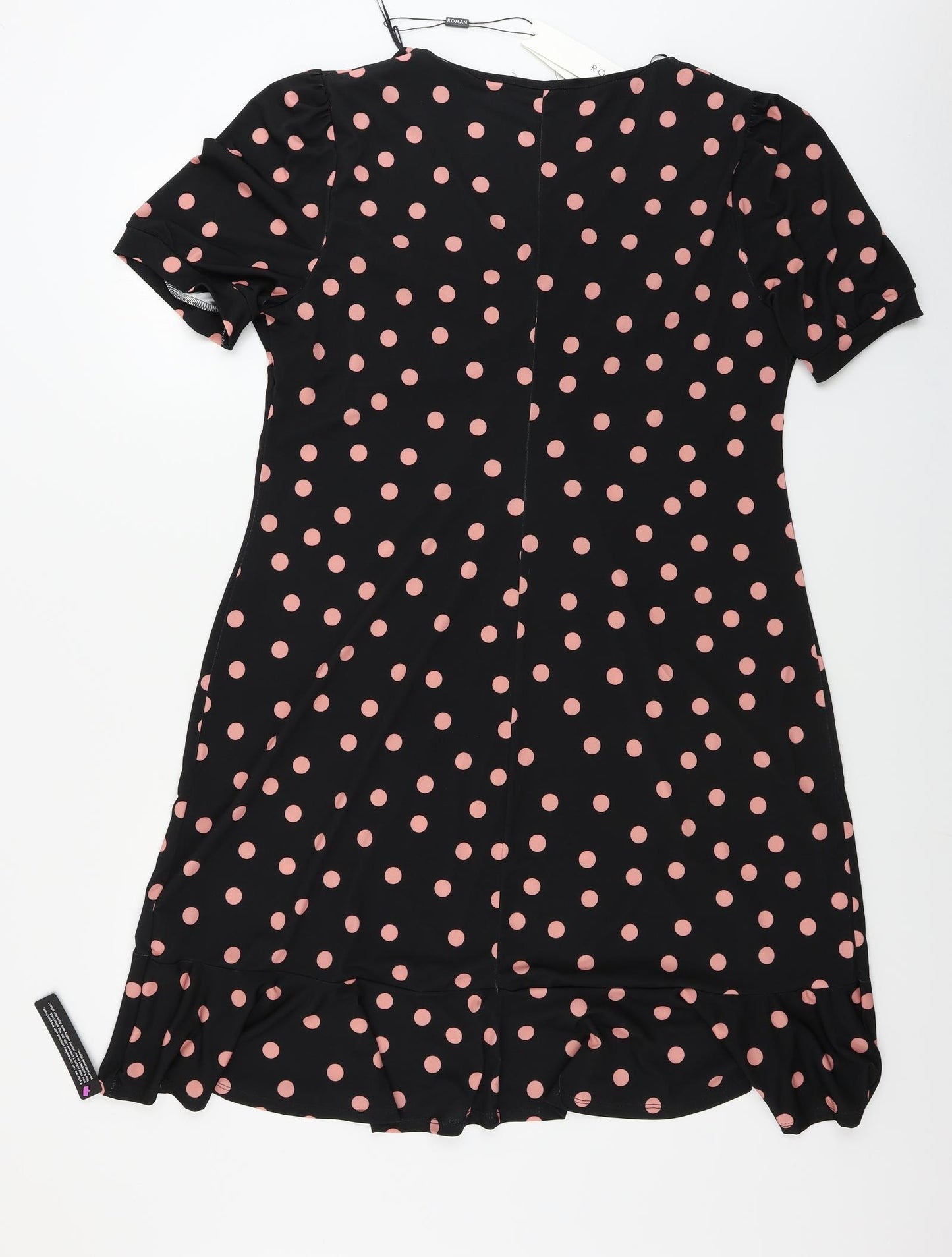 Roman Womens Black Polka Dot  A-Line  Size 20