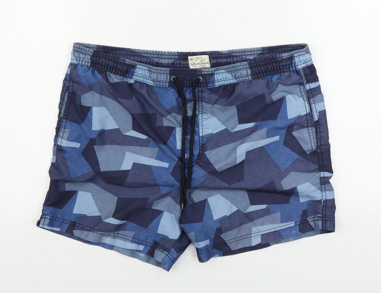 cotton stuff Mens Blue Geometric  Bermuda Shorts Size M