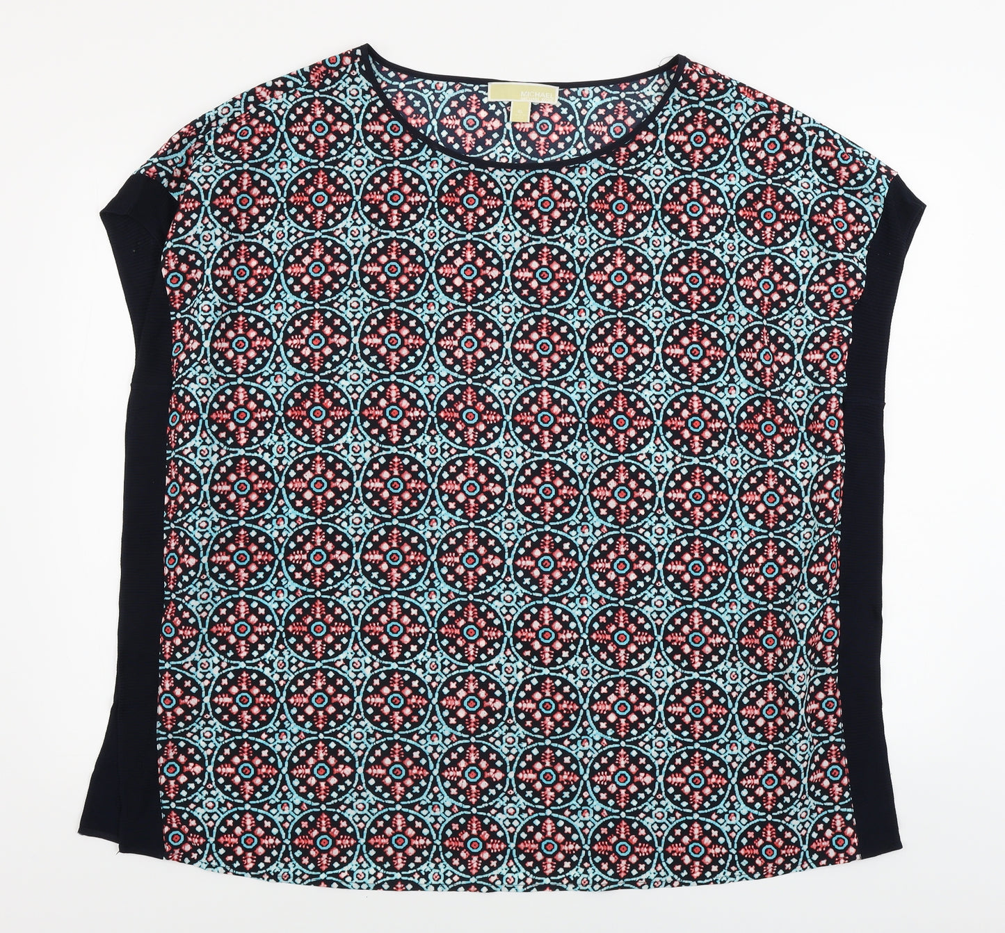 Michael Kors  Womens Blue Geometric  Basic T-Shirt Size XL