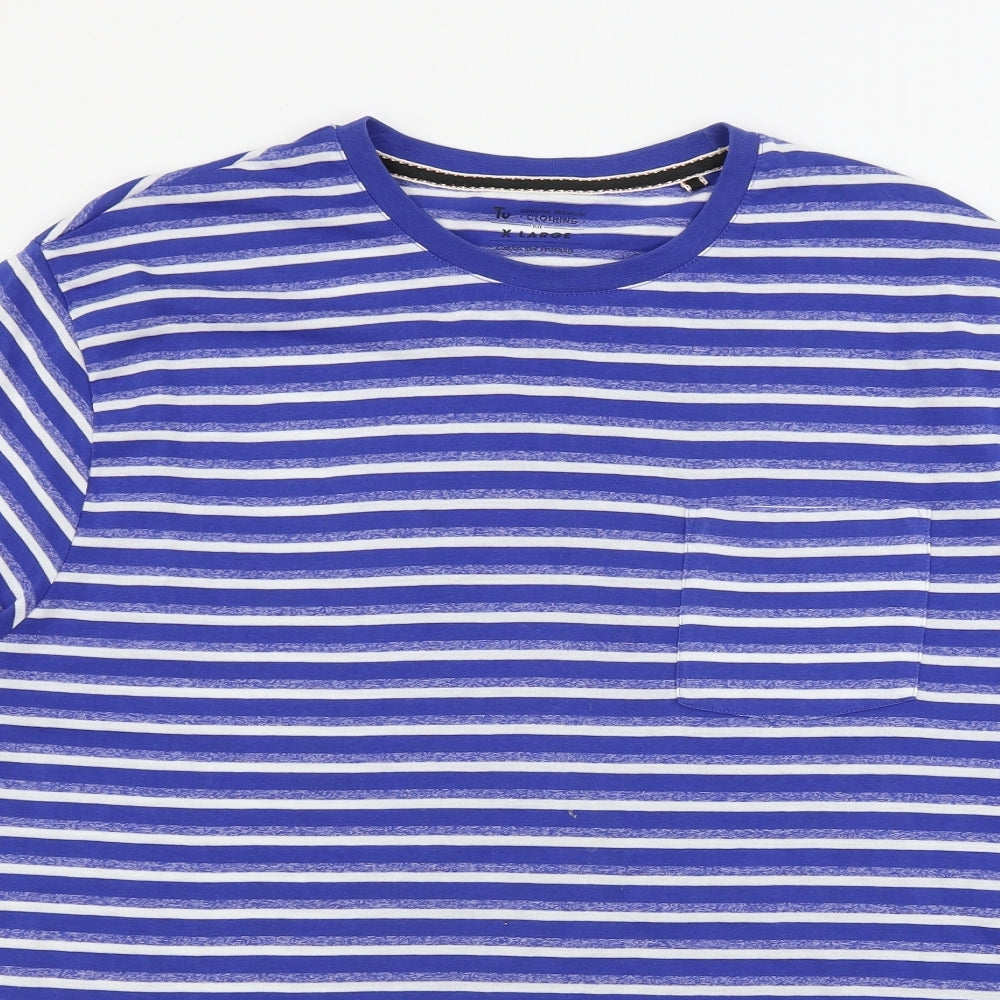 TU Mens Blue Striped   T-Shirt Size XL
