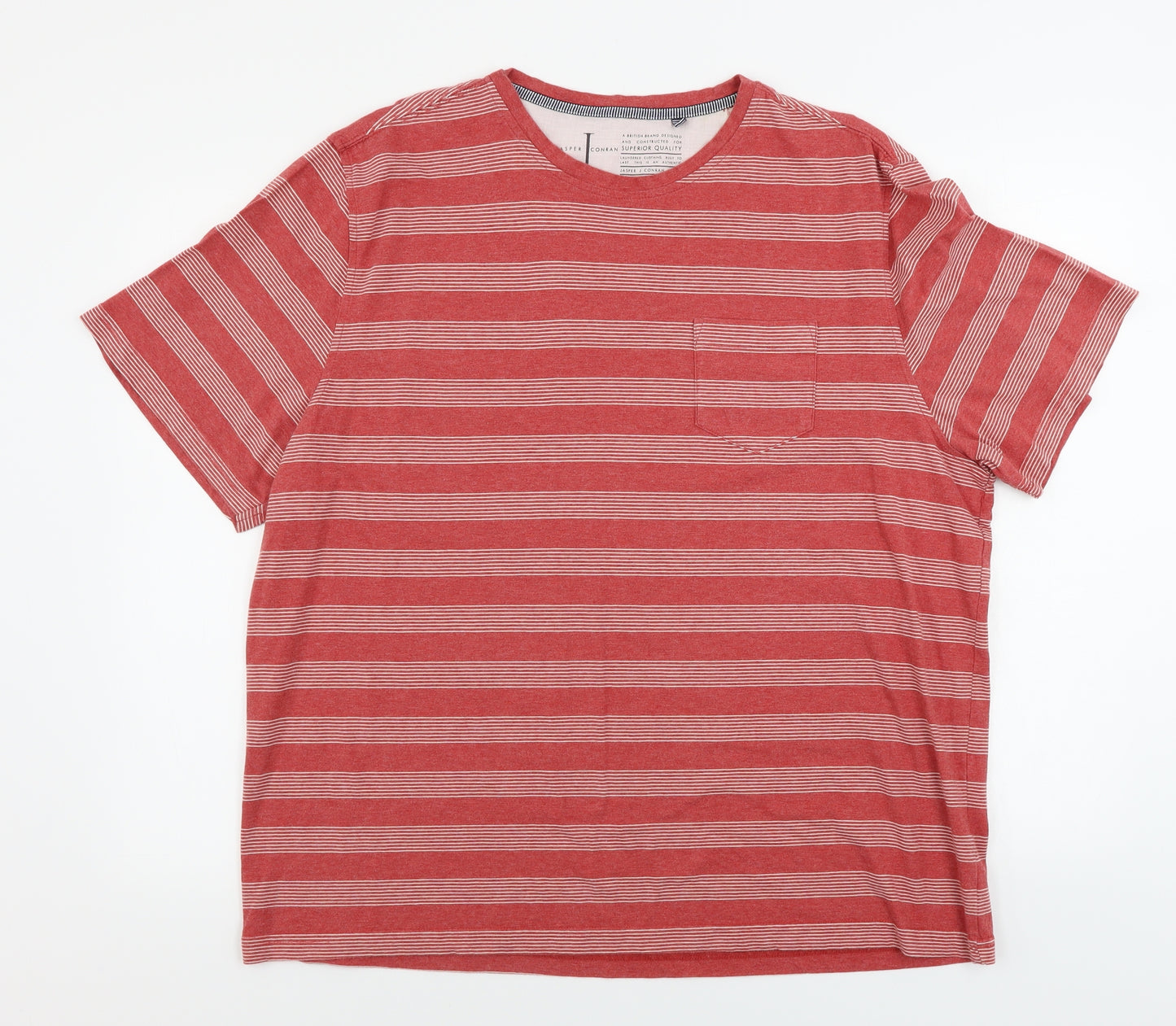 Jasper Conran  Mens Red Striped   T-Shirt Size XL