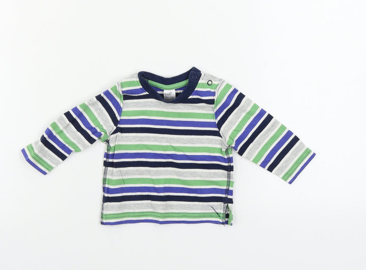 Mini Club Boys Grey Striped Basic T-Shirt Size 3-6 Months