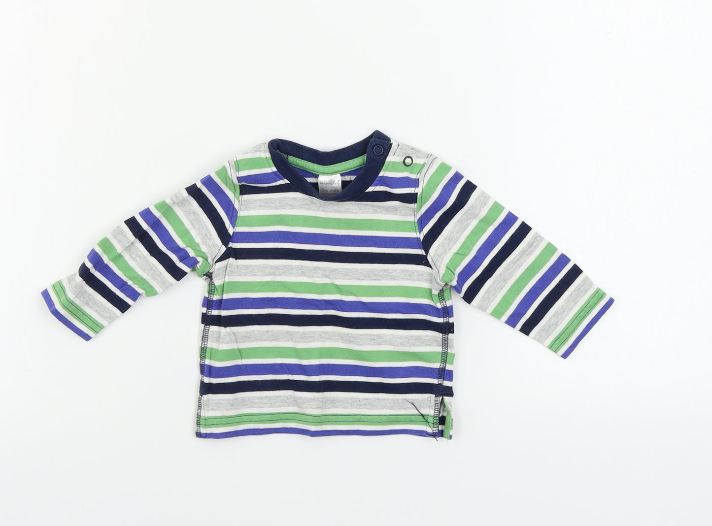 Mini Club Boys Grey Striped  Basic T-Shirt Size 3-6 Months