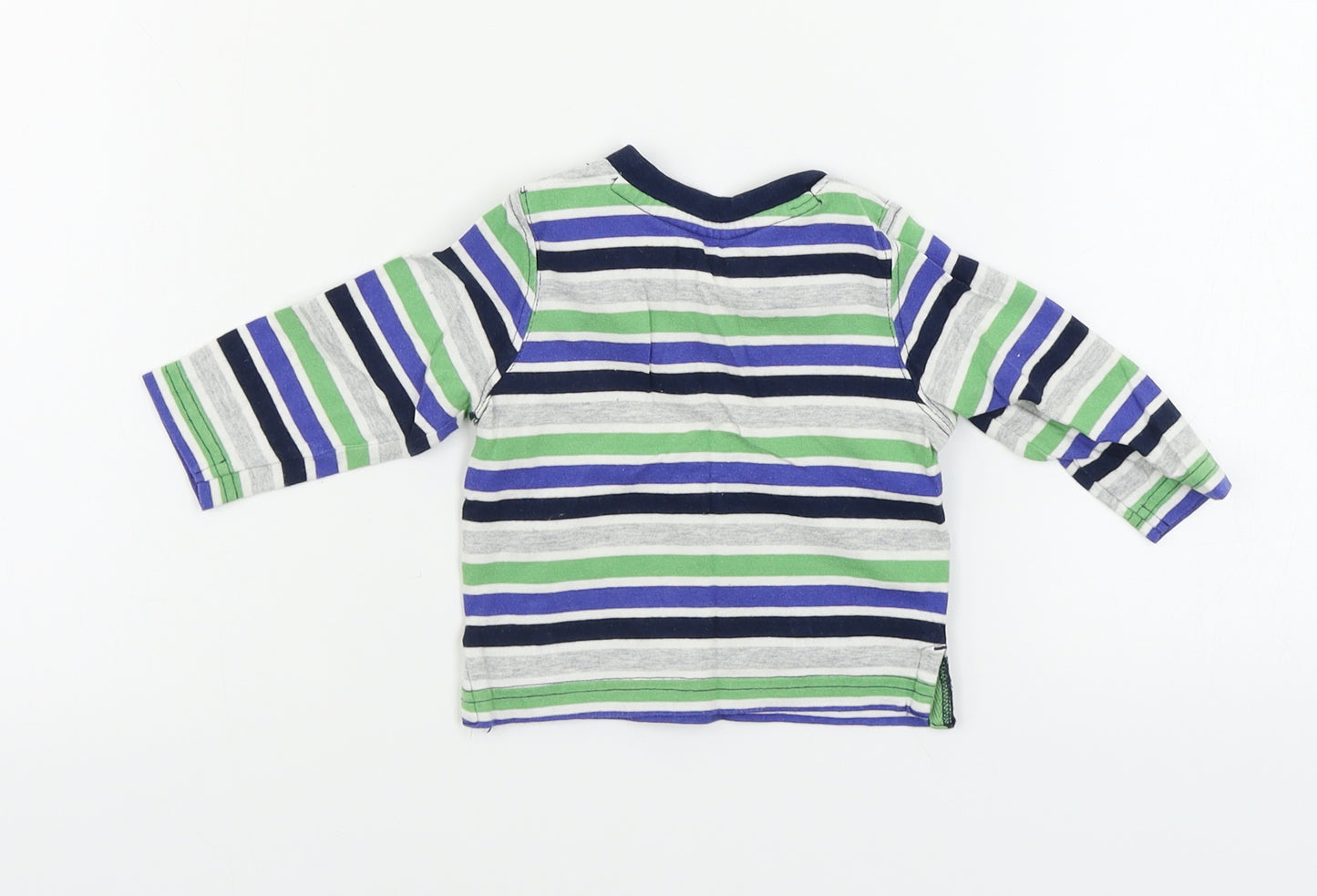Mini Club Boys Grey Striped  Basic T-Shirt Size 3-6 Months
