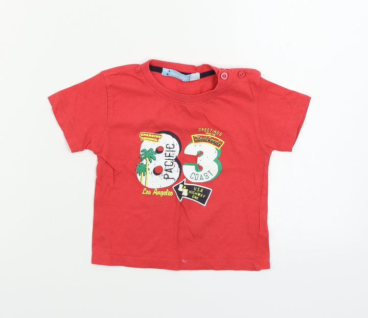 energino Boys Red   Basic T-Shirt Size 12-18 Months