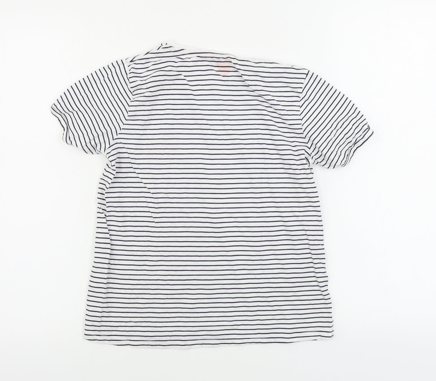 Matalan  Girls White Striped  Basic T-Shirt Size 13 Years