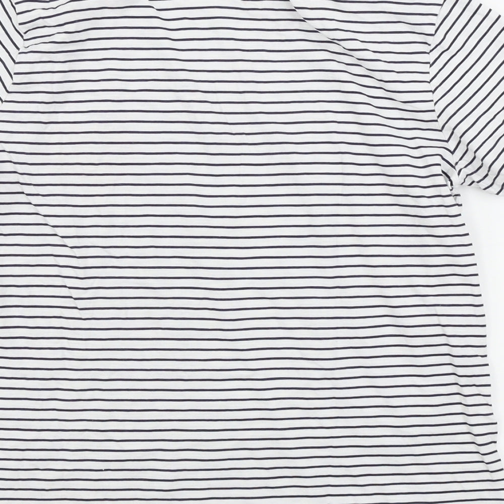 Matalan  Girls White Striped  Basic T-Shirt Size 13 Years