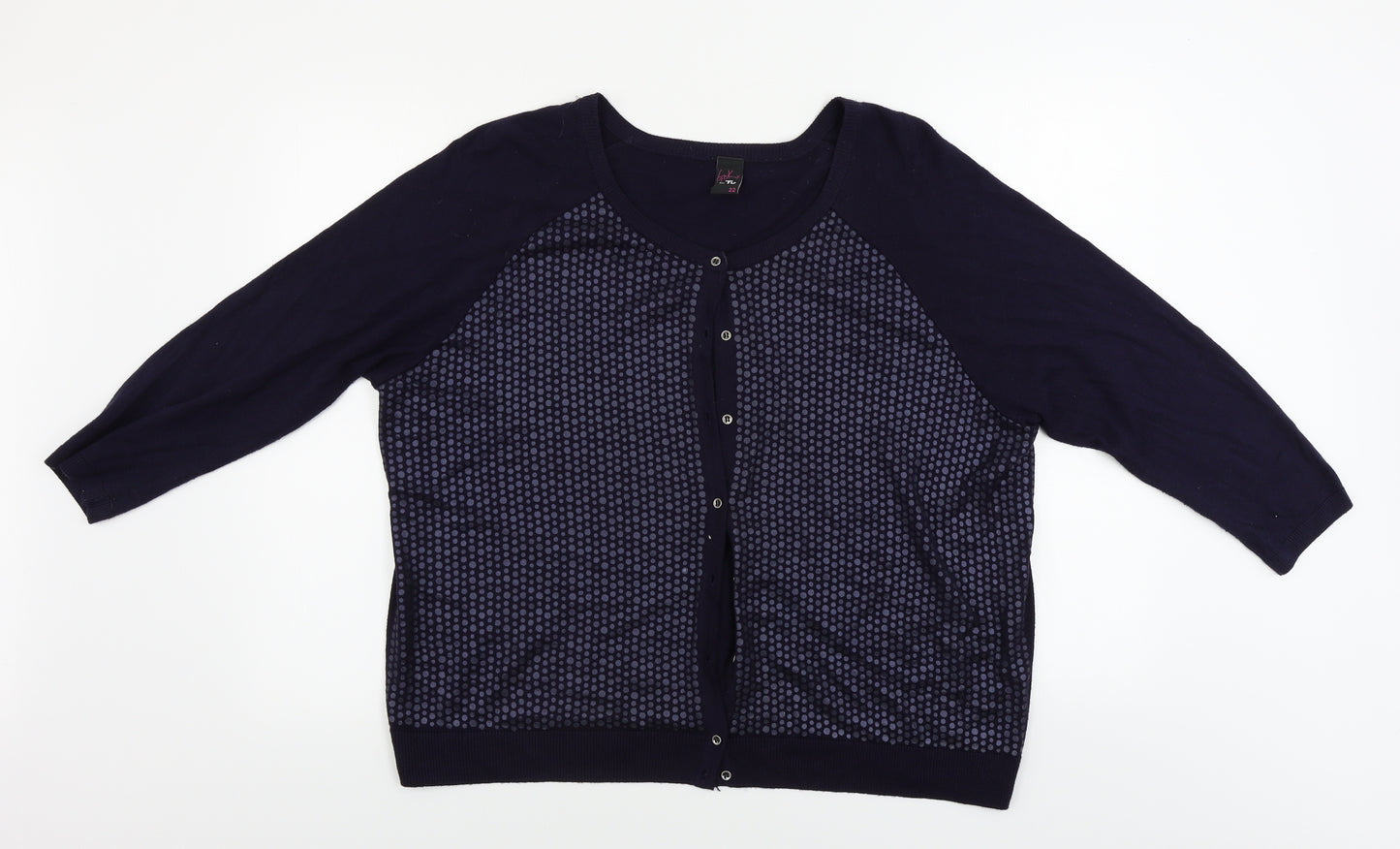 TU Womens Blue Polka Dot  Cardigan Jumper Size 22