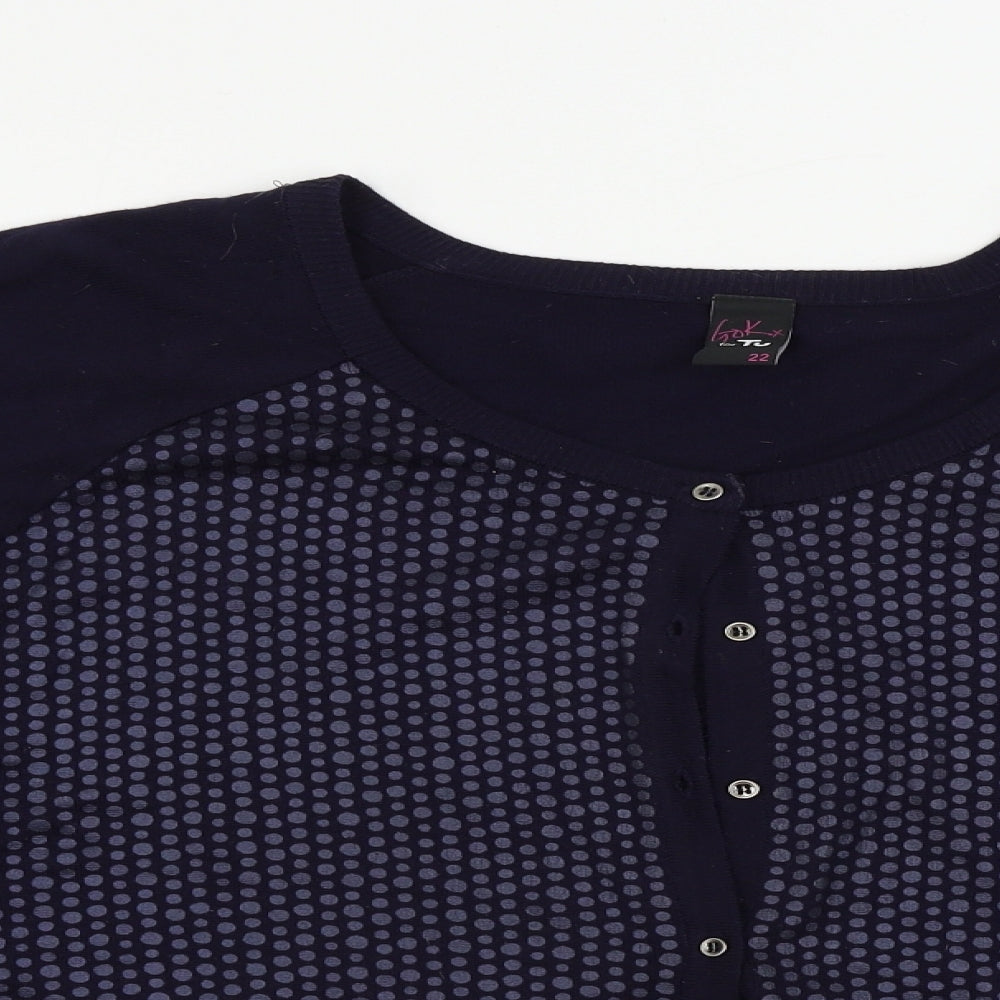 TU Womens Blue Polka Dot  Cardigan Jumper Size 22