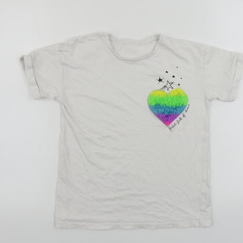George  Girls White   Basic T-Shirt Size 9-10 Years