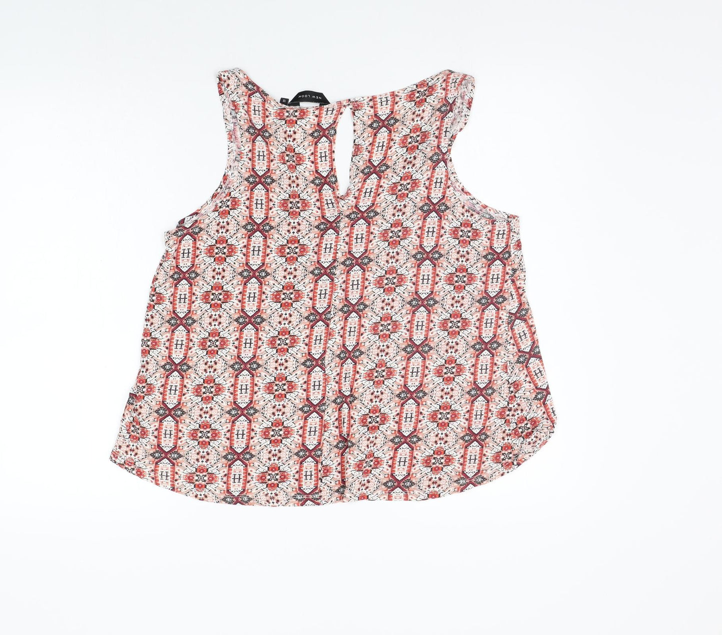 New Look Womens Pink Geometric  Basic Tank Size 12