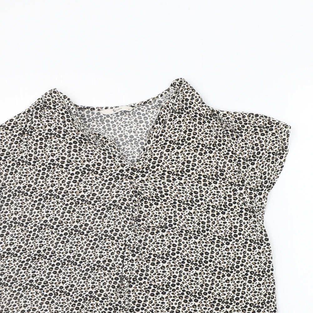 TU Womens Beige Animal Print  Basic T-Shirt Size 12