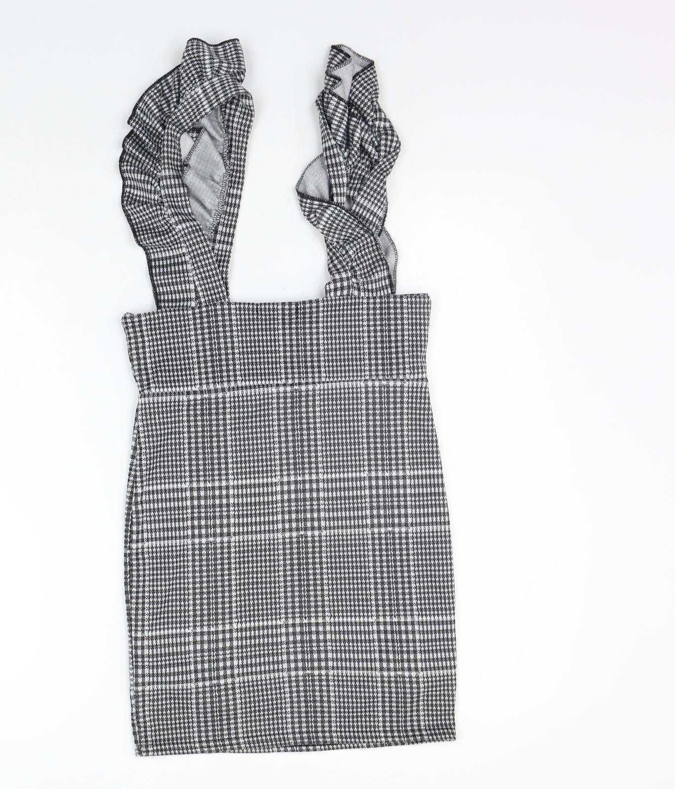 Boohoo Womens Grey Check  A-Line  Size 8