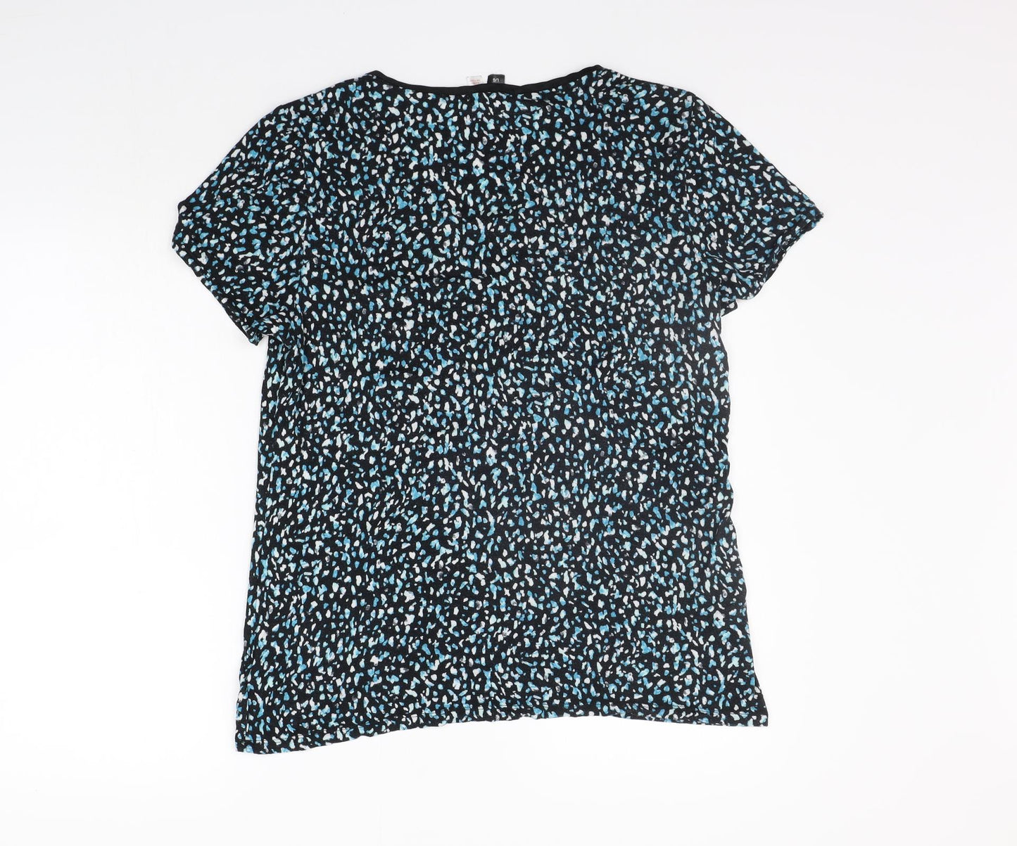 Midnight Womens Black Geometric  Basic T-Shirt Size L