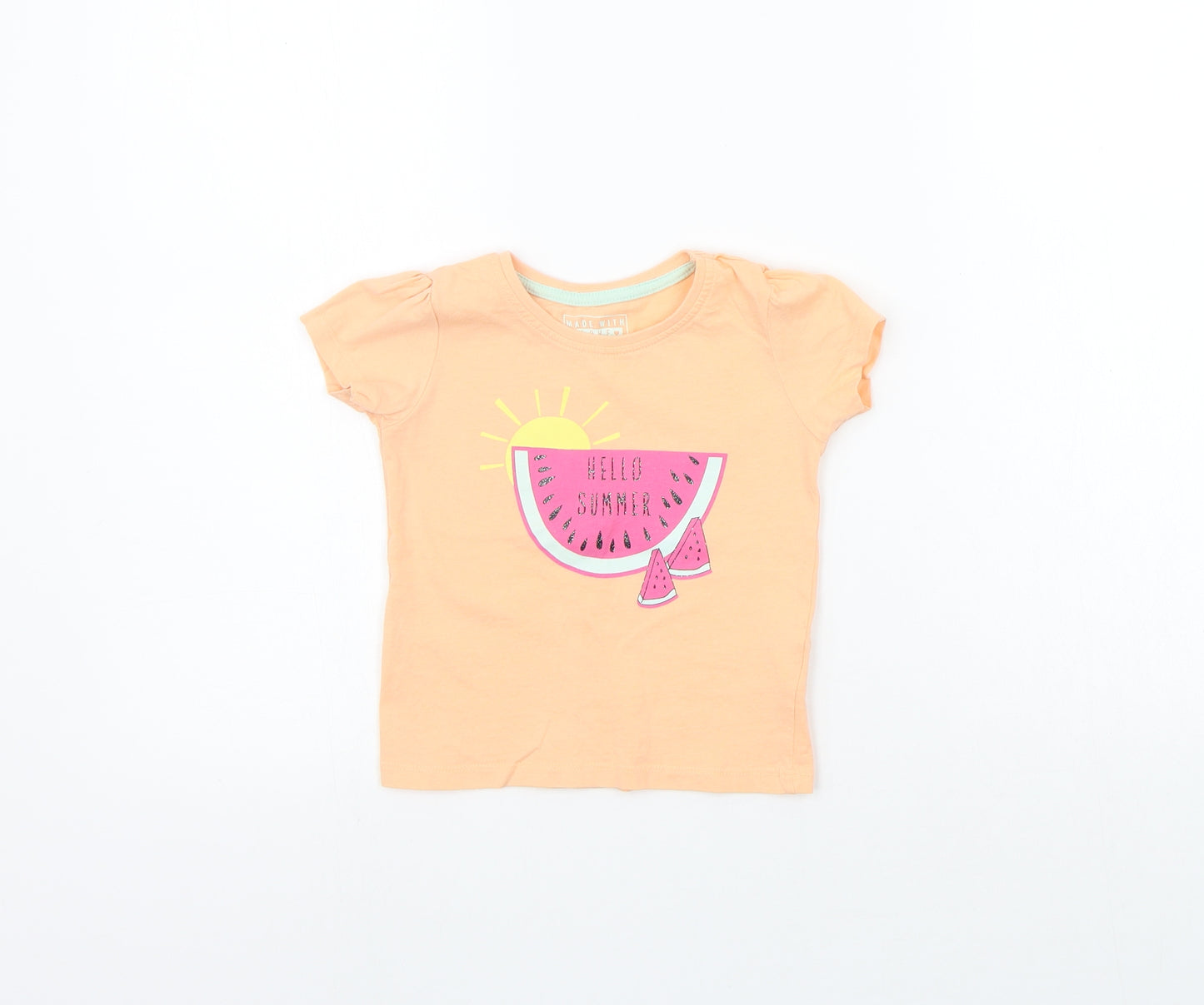 Primark Girls Orange   Basic T-Shirt Size 12-18 Months