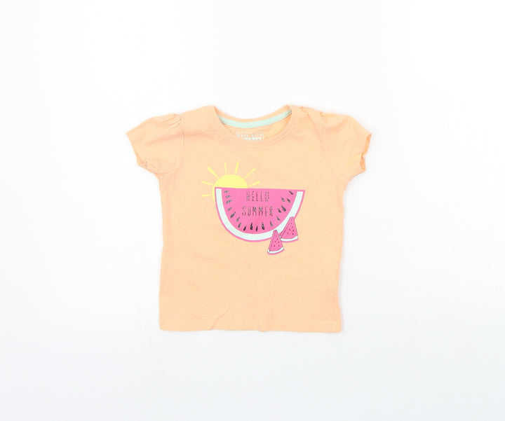 Primark Girls Orange   Basic T-Shirt Size 12-18 Months