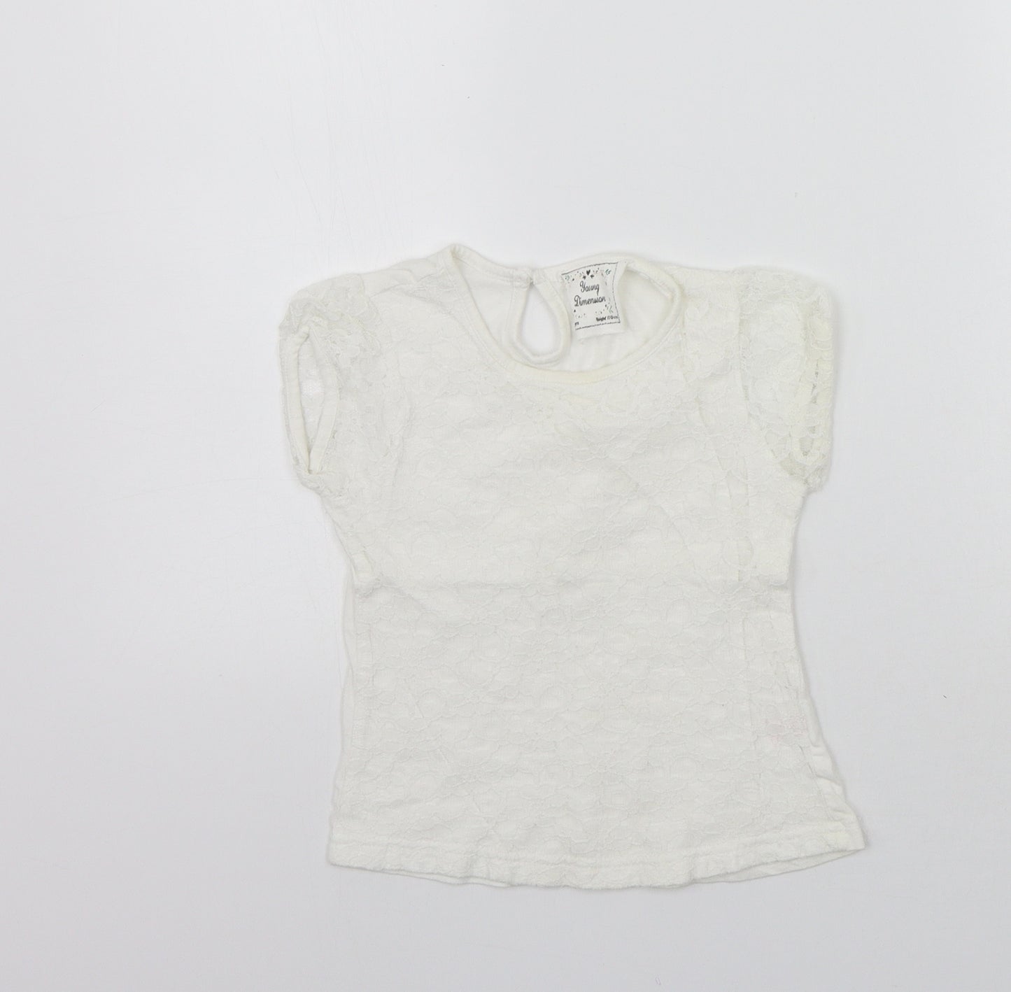 Young Dimension Girls White   Basic T-Shirt Size 4-5 Years  - washable mark