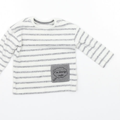 George Girls White Striped  Basic T-Shirt Size 6-9 Months