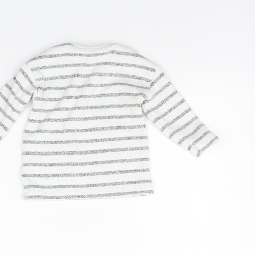 George Girls White Striped  Basic T-Shirt Size 6-9 Months