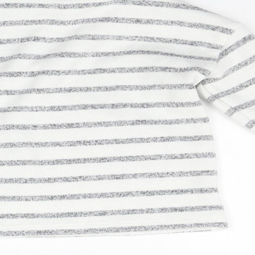 George Girls White Striped  Basic T-Shirt Size 6-9 Months