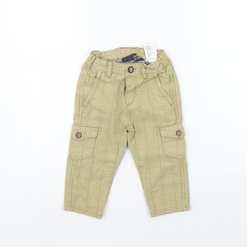 LOGG Girls Beige Check  Jogger Trousers Size 9-12 Months