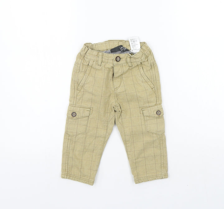 LOGG Girls Beige Check  Jogger Trousers Size 9-12 Months