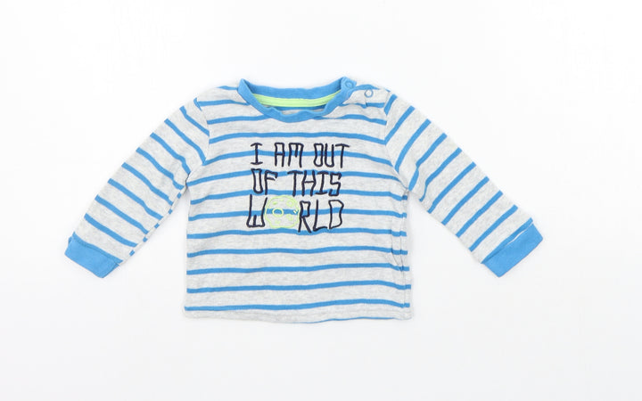 Primark Boys Blue Striped  Pullover Jumper Size 6-9 Months