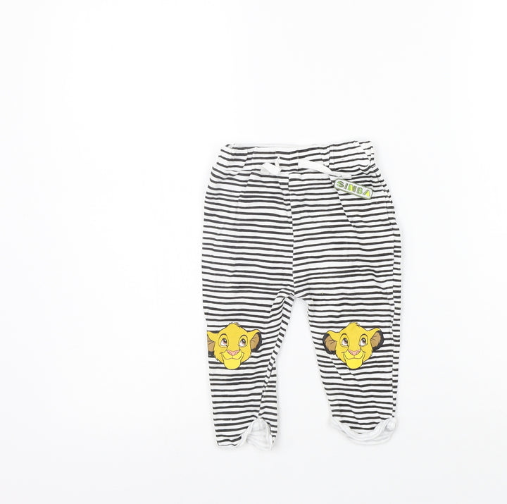 Primark Girls White Striped Jogger Leggings Size 6-9 Months - Tiger King