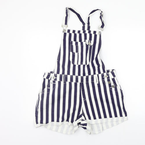 deniem co Womens White Striped  Dungaree One-Piece Size 16