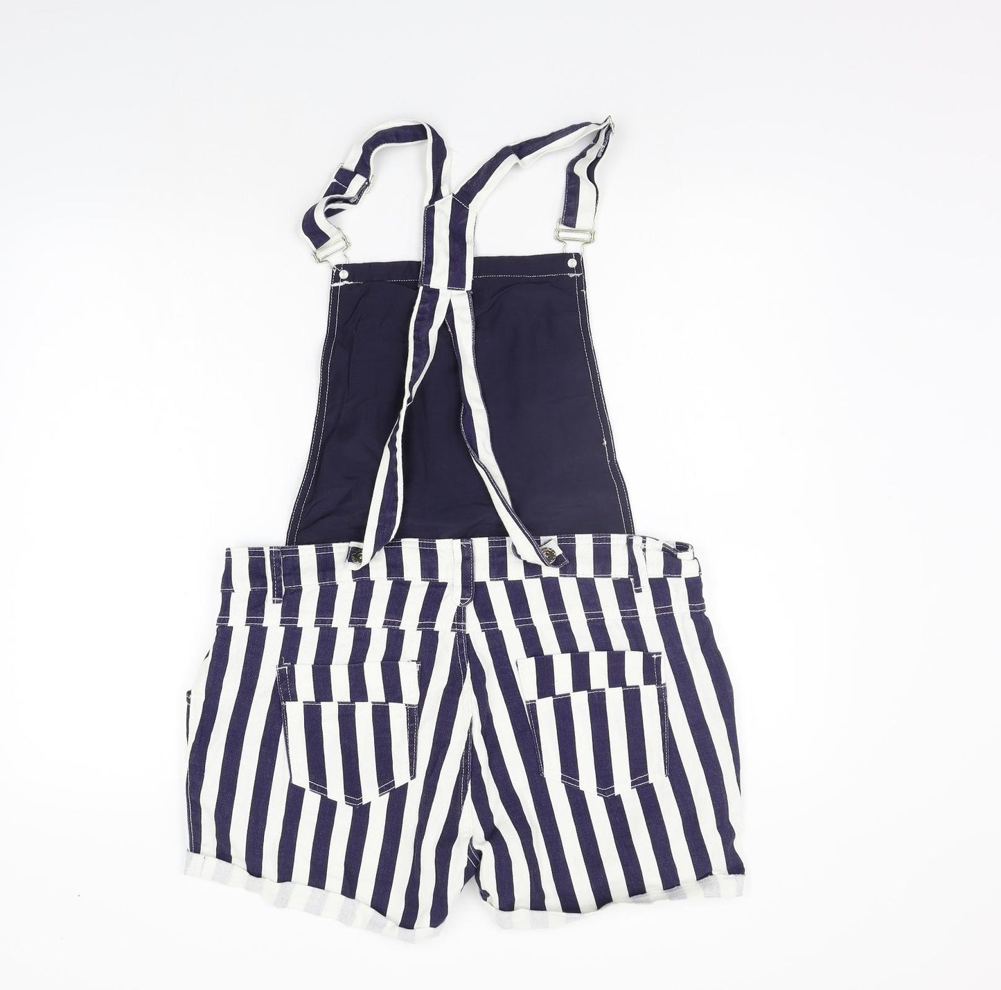 deniem co Womens White Striped  Dungaree One-Piece Size 16