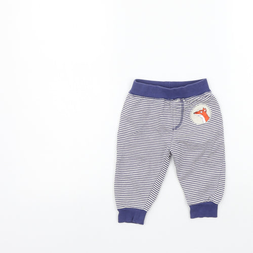 TU Girls Blue Striped  Jogger Leggings Size 6-9 Months
