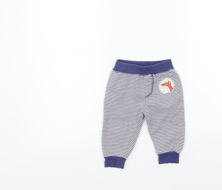 TU Girls Blue Striped Jogger Leggings Size 6-9 Months