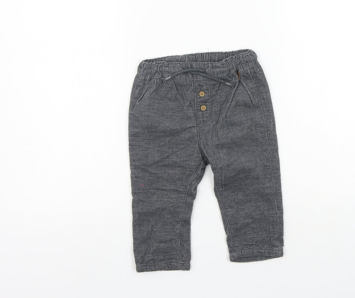 H&M Girls Grey Chino Trousers Size 9 Months