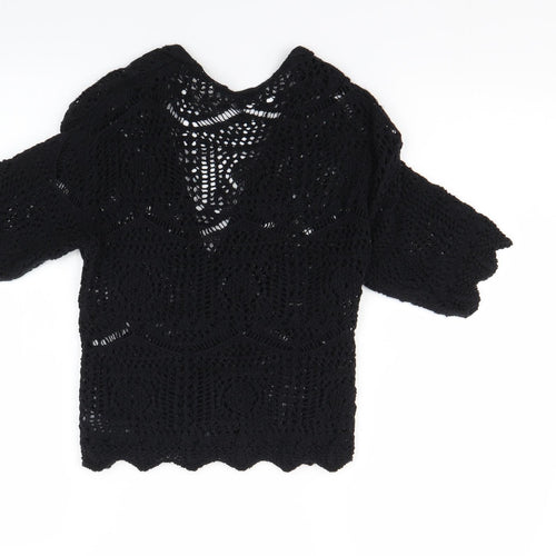 George Womens Black  Knit Wrap Jumper Size 8