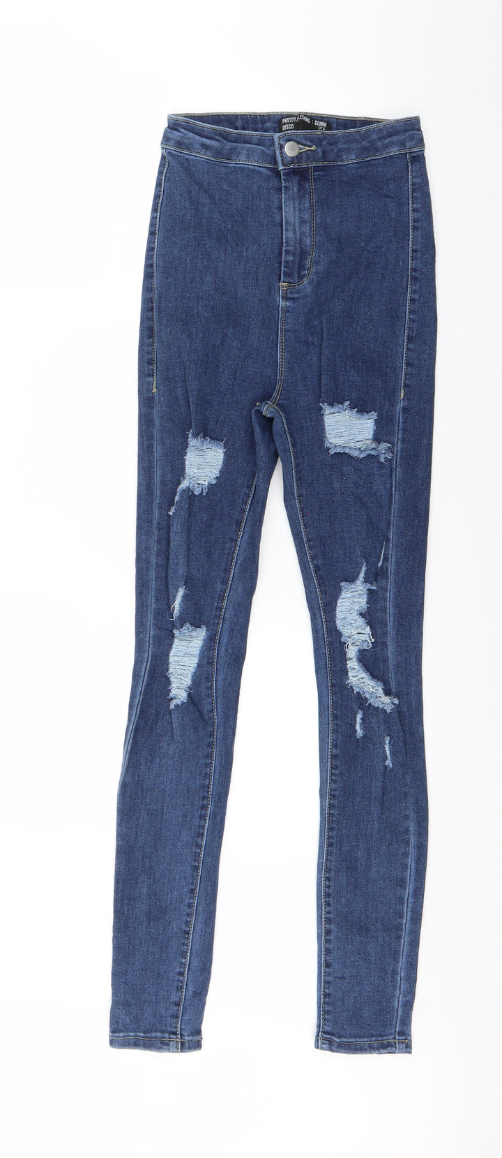 PRETTYLITTLETHING Womens Blue Denim Skinny Jeans Size 6 L26 in