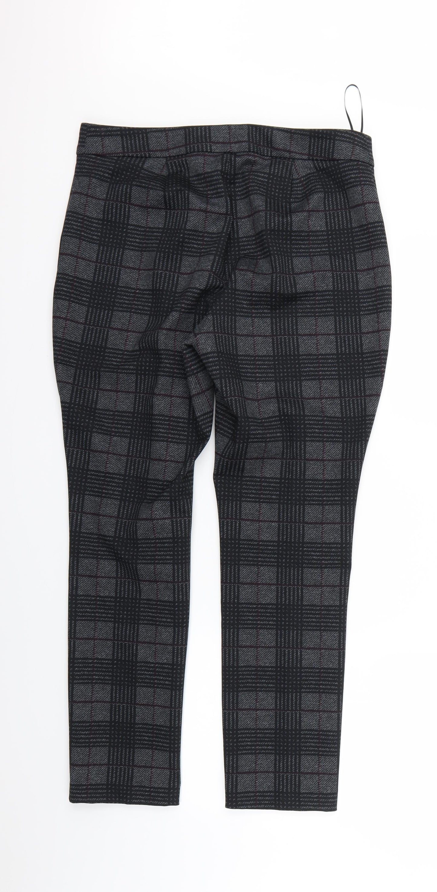 Marks and Spencer Womens Grey Check  Trousers  Size 12 L24 in - short leg