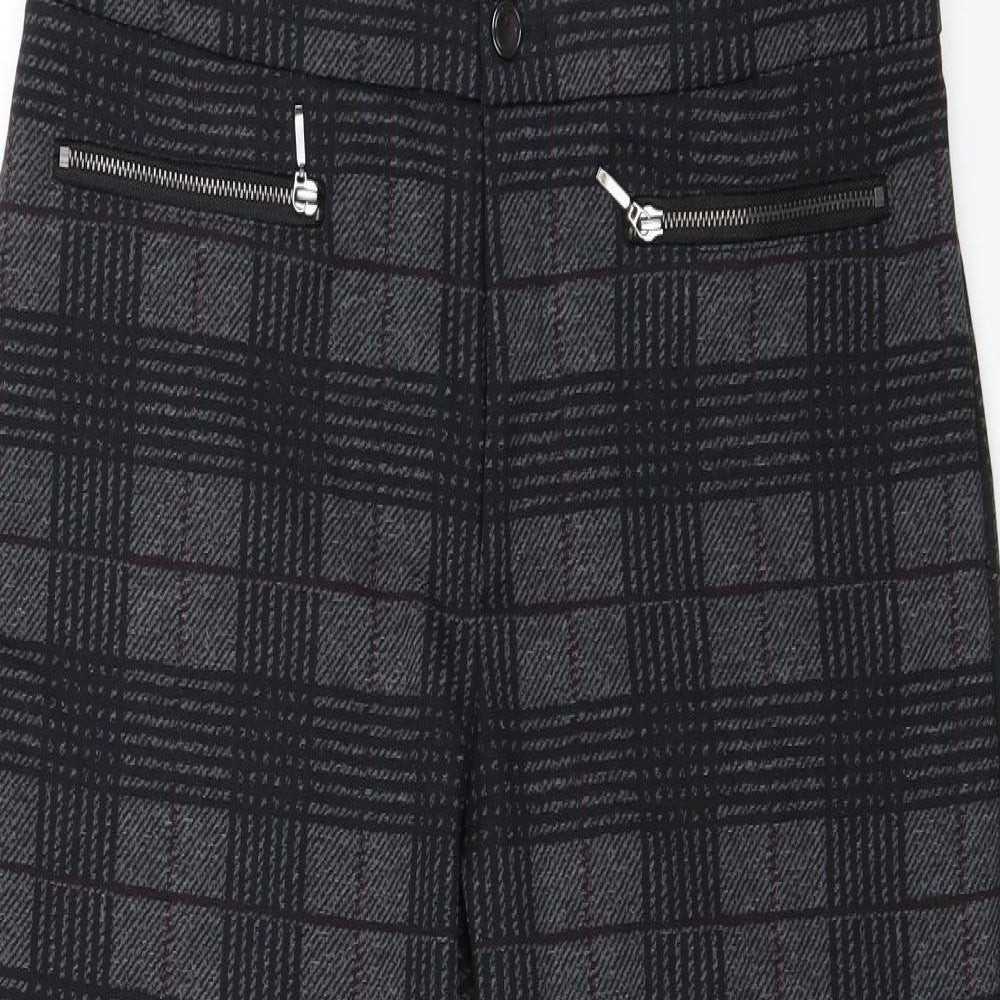 Marks and Spencer Womens Grey Check  Trousers  Size 12 L24 in - short leg