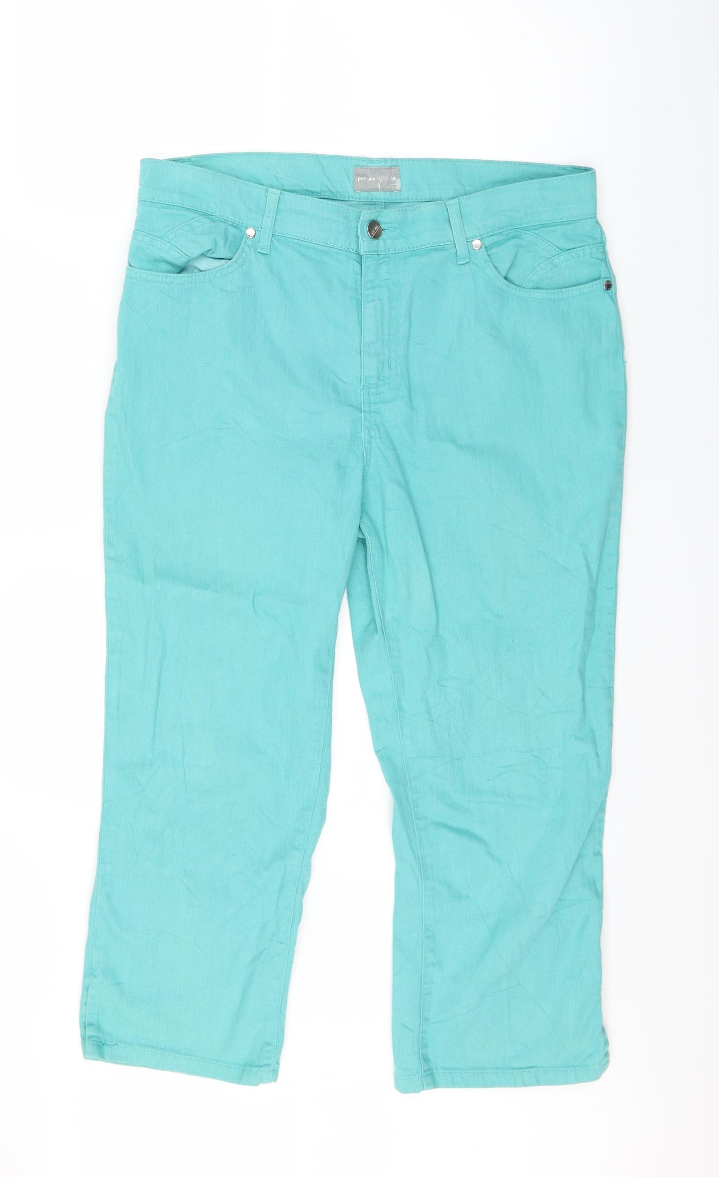 peruna Womens Green  Denim Cropped Jeans Size 16 L21 in