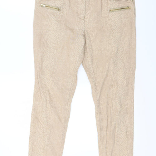 BHS Womens Brown Animal Print Denim Skinny Jeans Size 10 L27 in