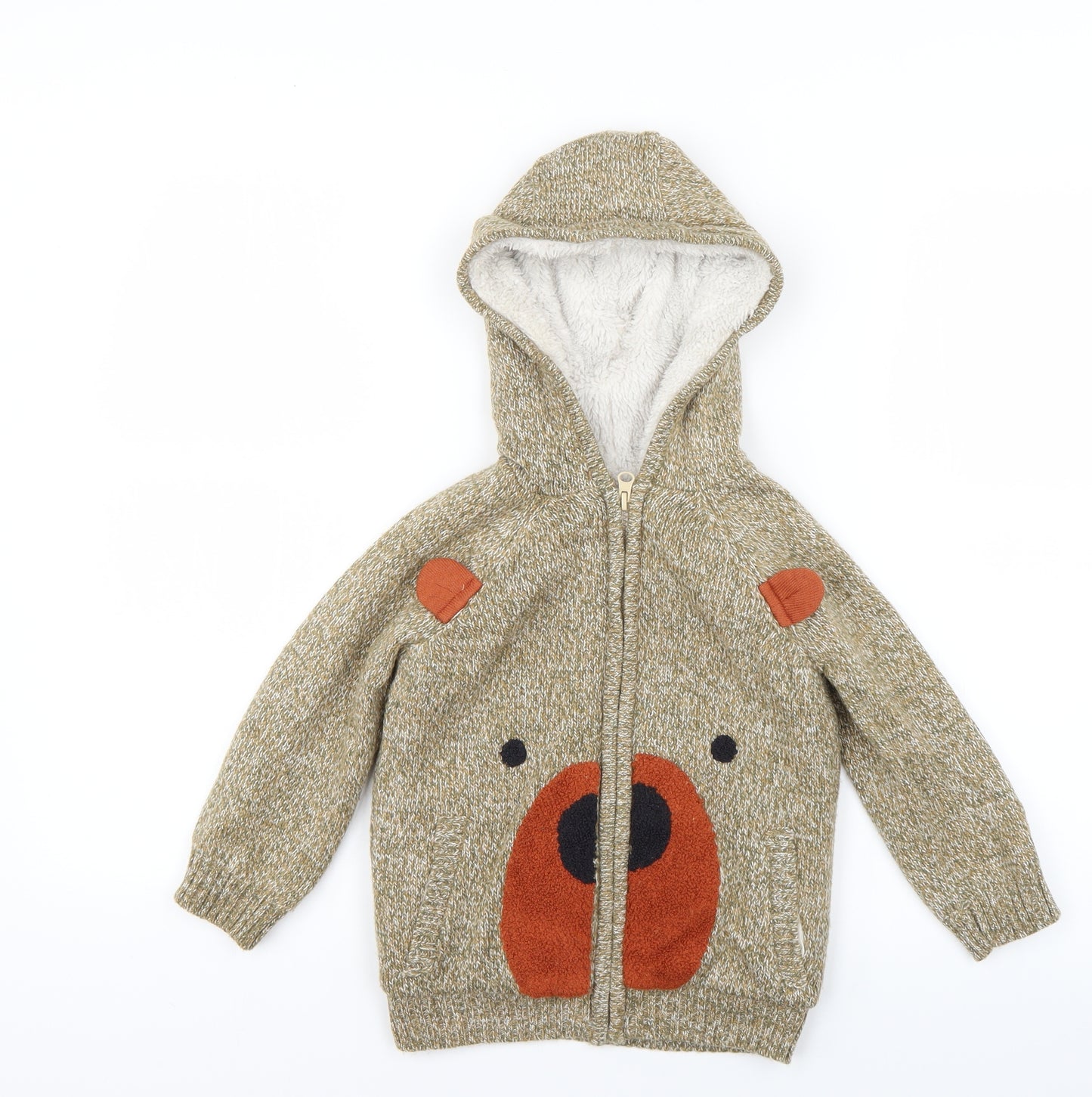 Nutmeg Boys Brown   Full Zip Hoodie Size 3-4 Years  - Bear print