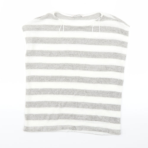 TU Womens White Striped  Vest Jumper Size 12