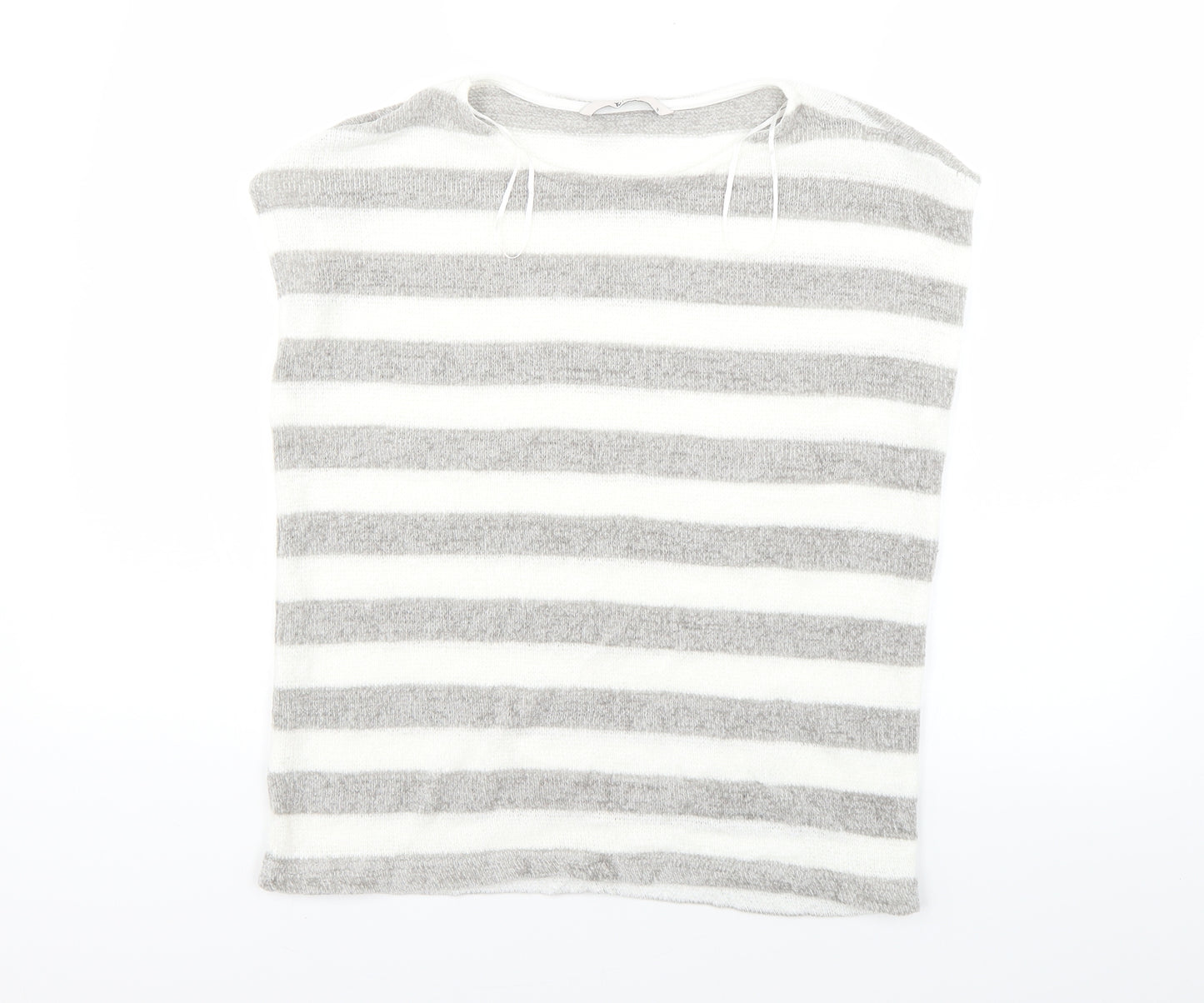 TU Womens White Striped  Vest Jumper Size 12