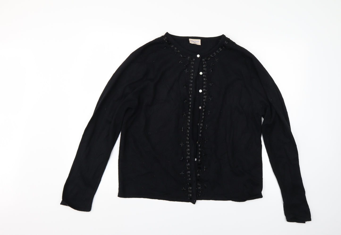 mackays Womens Black  Knit Cardigan Jumper Size XL