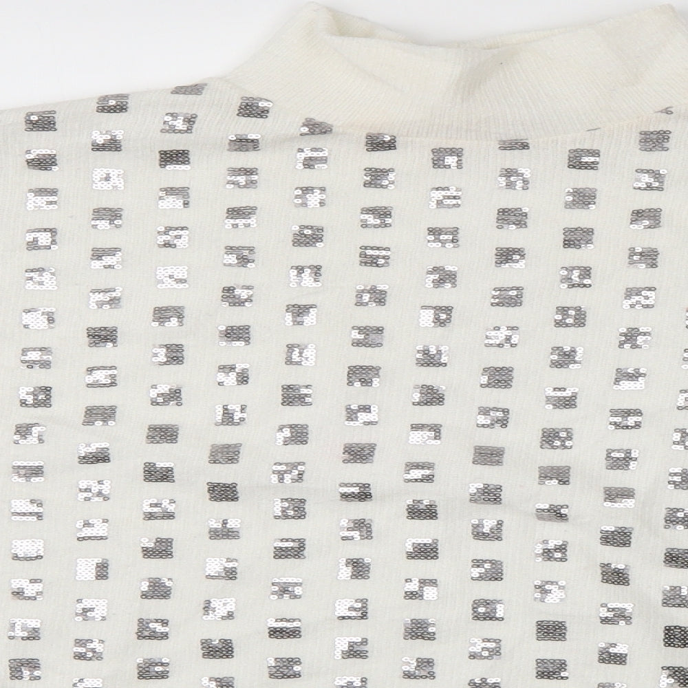 Carla Conte Womens White  Knit Pullover Jumper Size L