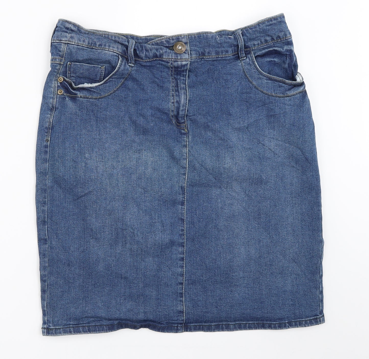 F&F Womens Blue  Denim Straight & Pencil Skirt Size 16