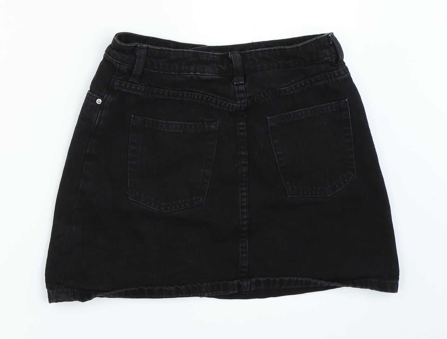 H&M Womens Black  Denim Mini Skirt Size 6