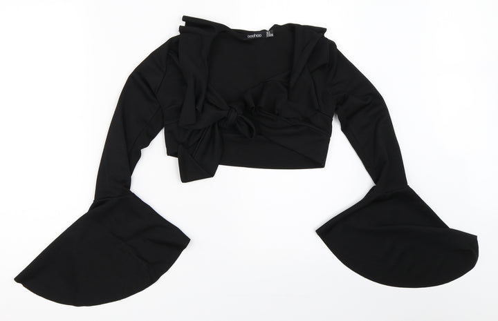 Boohoo Womens Black Cropped Blouse Size 8