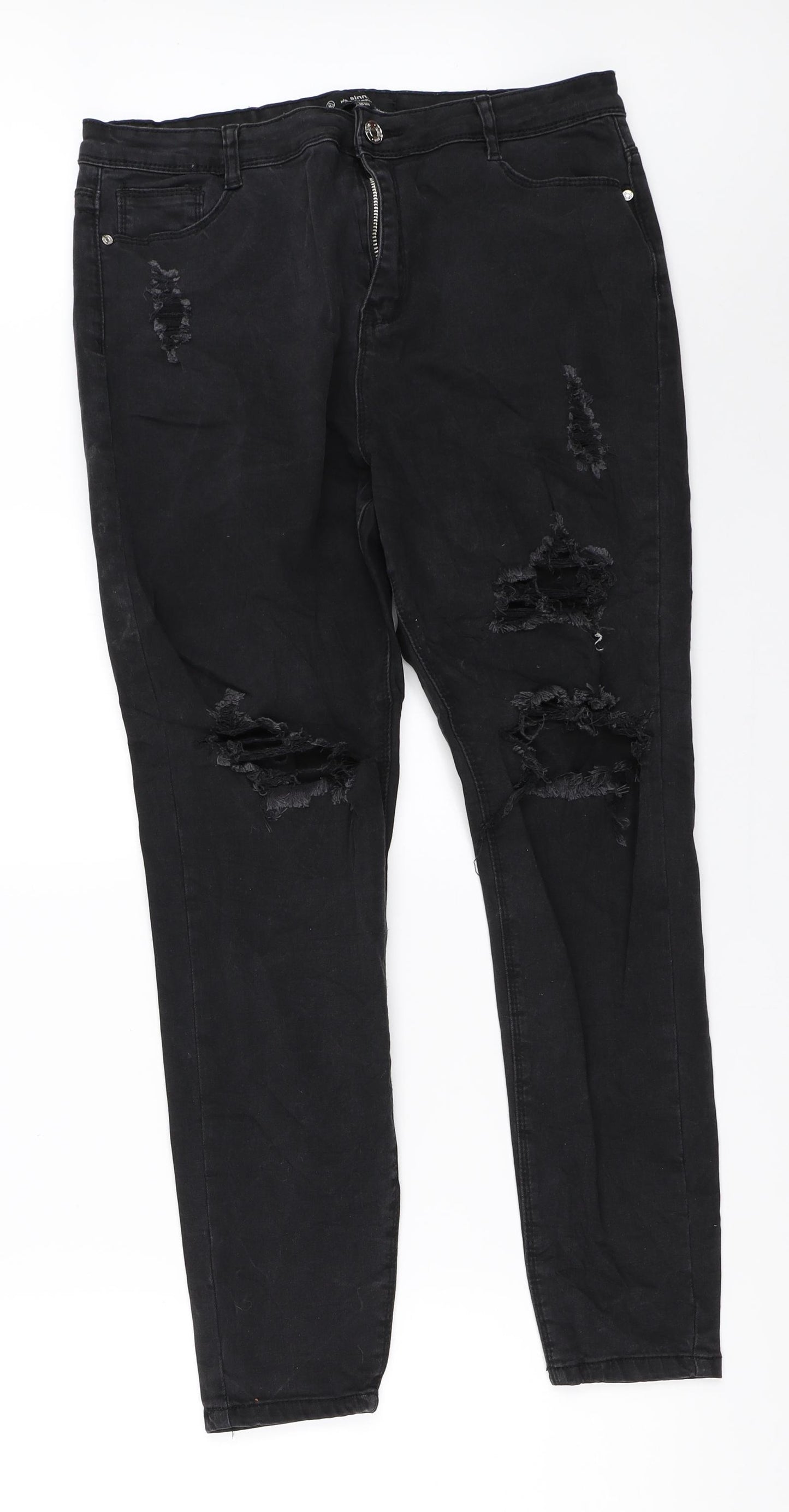 Missguided Womens Black  Denim Skinny Jeans Size 16 L26 in
